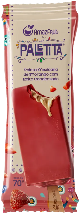 Paleta de morango com leite condensado AmazFrut