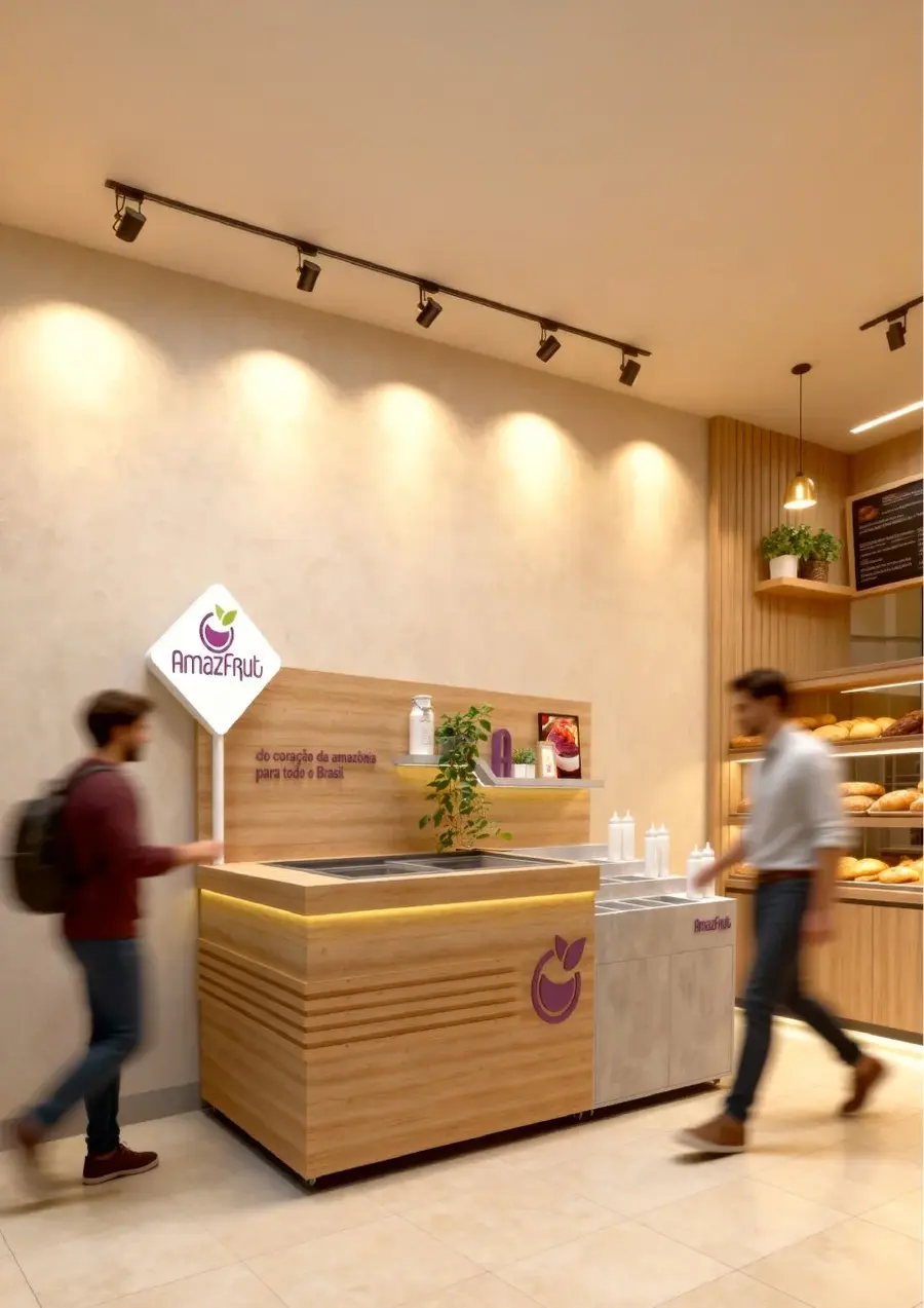 Quiosque AmazFrut instalado em ambiente comercial