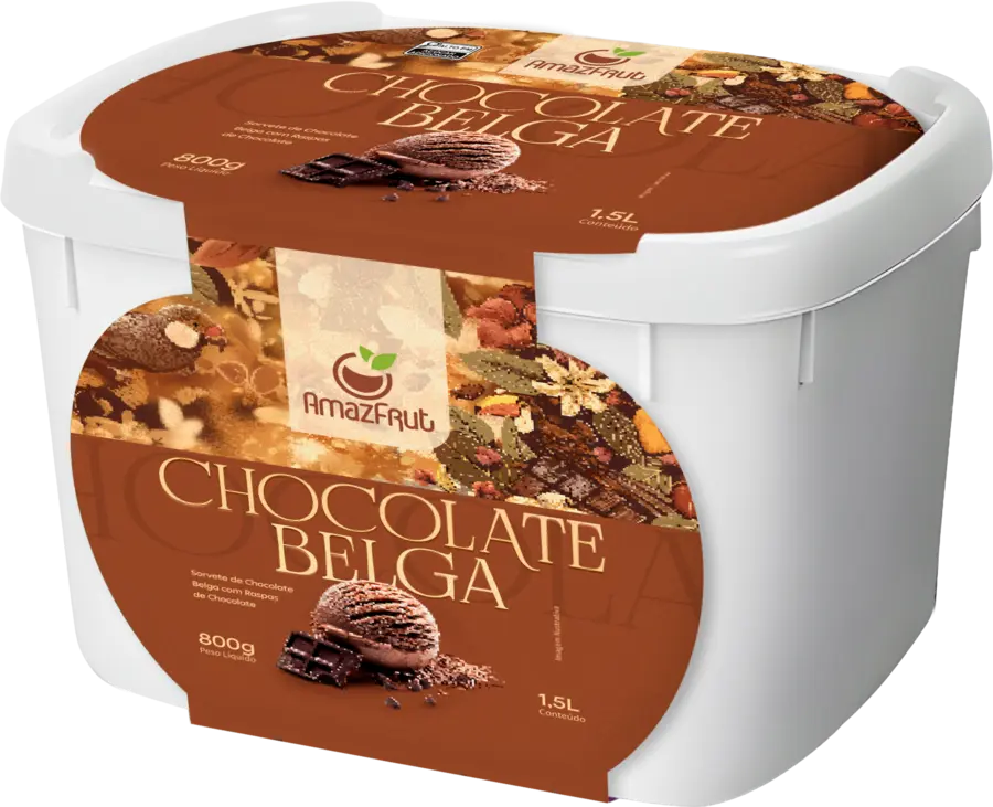 Sorvete de chocolate belga AmazFrut 1,5 litro